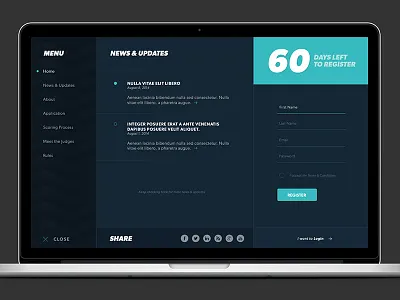 WCC: Menu Dashboard challenge dashboard full screen menu navigation prize