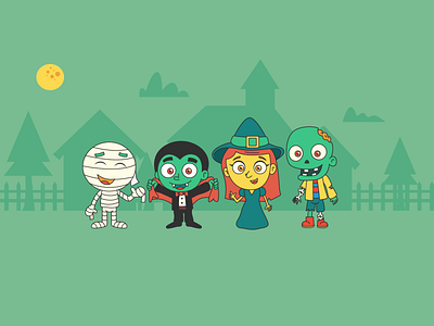 October Monsters calendar cartoon cute mexico monster mummy october vampire witch zombie