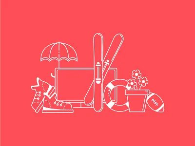 Still Life football iconography icons illustration minimal red shoes ski skiing sneakers stroke