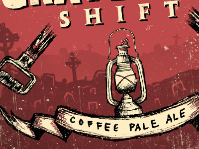 Graveyard Shift - label design detail 1 arcade beer brewery coffee design contest graveyard shift halloween public brew