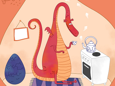 The dragon cave cave dragon dumb egg ridiculous teacup teapot vector