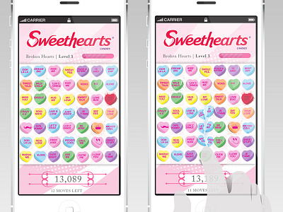 Sweethearts App - Concept Art android app bejeweled bright candy concept fun ipad iphone phone pink tablet