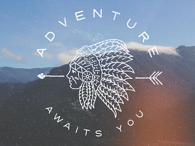 Adventure Awaits adventure forest graphic design hipster illustration mountains native northwest portland tribal typograhy