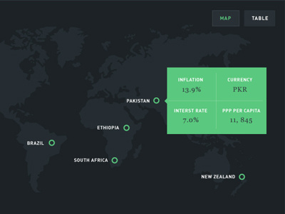 Map app design finance interface map rollover table ui user view web world