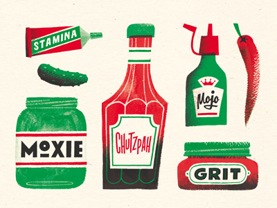 Courage Enhancing Condiments postcard riso risograph