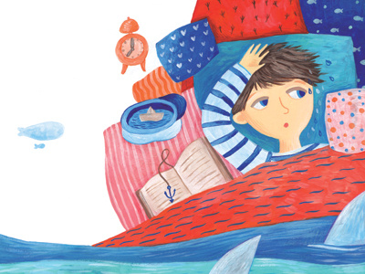 Dream boy children illustration dream sea