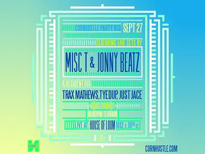 Cornhustle Flyer Series #2 dj flyer gradient linework live minimal music nebraska omaha pattern typography