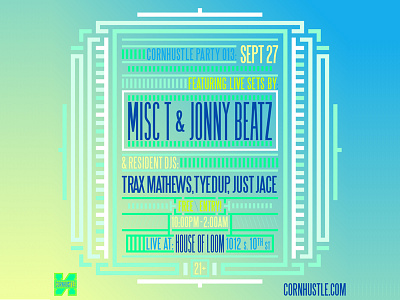 Cornhustle Flyer Series #2 dj flyer gradient linework live minimal music nebraska omaha pattern typography