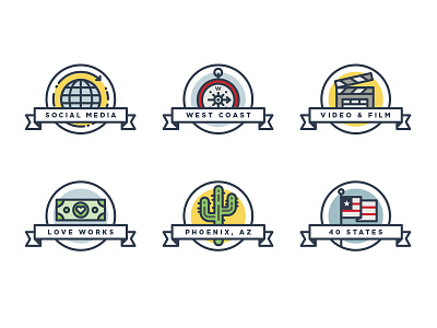 Line Icons cactus color compass film flag globe icons line money phoenix social media video