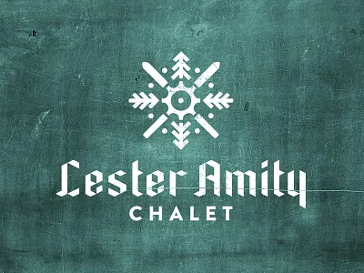 Lester Amity Chalet - Logo biking blackletter chalet forest gear rounded corners skiing snowflake trees