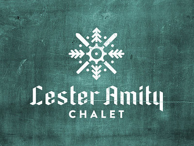 Lester Amity Chalet - Logo biking blackletter chalet forest gear rounded corners skiing snowflake trees