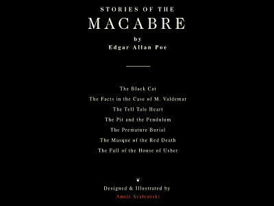 Stories of the macabre caslon edgar allan poe graphic design illustration layout poe stories typography web design