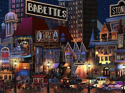 Wintertime On The Boardwalk atlantic city boardwalk character illustration photoshop