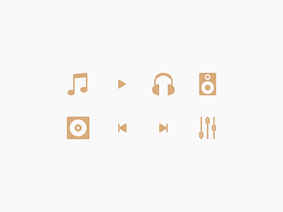 Music Icons adjustment album headphones icons music note play speaker