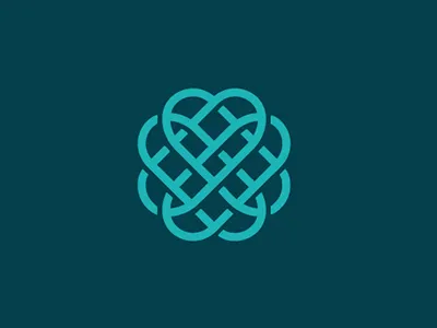 Knotted heart blue celtic heart knots logo mark weave