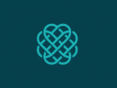 Knotted heart blue celtic heart knots logo mark weave