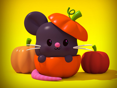 Rat 3d cecymeade cute drawlloween maya modo rat skull