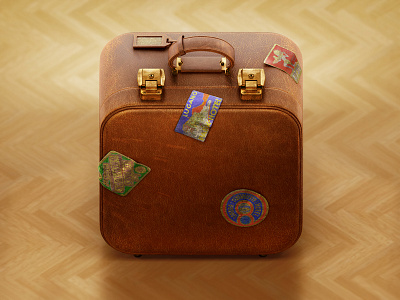 Luggage csheemoney icon illustration leather luggage modo old photoshop retro rough suit case vintage