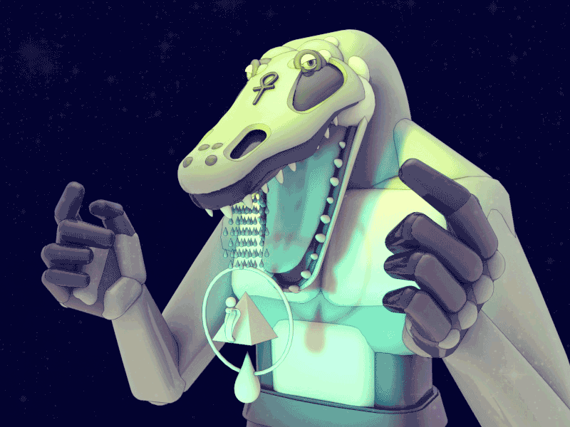 Sobek, the water god. 3d 3d illustration character character animation egypt gator gif illustration loop sobek stuart wade