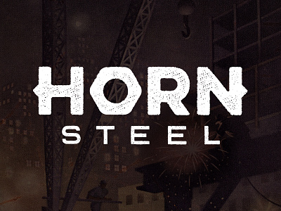 New Logo for Horn Steel black white bolt horns industrial logo spurs texture