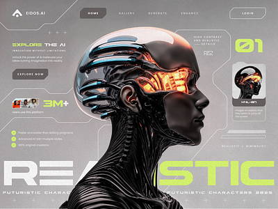 Futuristic AI Generator - GANs ai artificial intelligence character character generator futuristic image generator innovation inspiration landing page minimalist product design realistic technology typography ui design ux design website