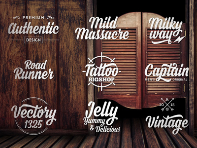 Badges with Steady brush calligraphy font handwriting lettering logo modern packaging playful poster script sign