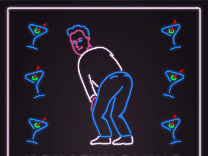 House warming party invite ass cocktail neon ridiculous sign twerk