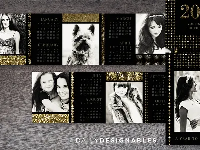 2015 calendar template, black and gold luxe animal print black calendar gold luxe metallic template