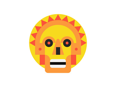 Skull - Aztec Inspired ancient artifact aztec death doom geometric illustration mask mesoamerican art ominous skull sun