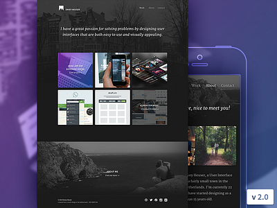 Website 2.0 black and white dark designer graphite hover portfolio ui design website