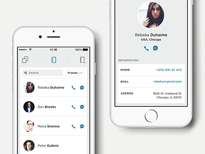 Inc - contact management application app application clean design fashion iphone 6 management minimal mobile simple ui ux