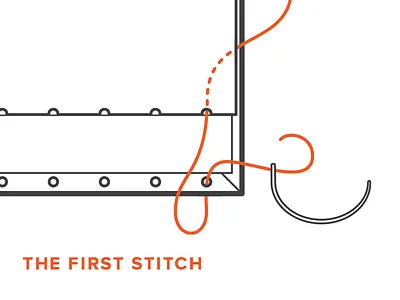 Coptic Stitching: The First Stitch binding book diagram icon illustration stitch vector view