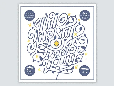 Vivienne Jeanne Christman baby birth announcement bob dylan design parenthood type typography