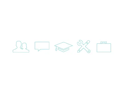 Resume icons briefcase client design iconography icons illlustration resume sketch tools work