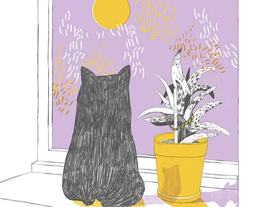 Risograph-cat cat illustration risograph