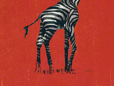 Darwin's Trusty Steed giraffe halftone illustration texture zebra