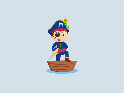 Pirate Junior blue character cute junior kids love mascot parrot pirate sea