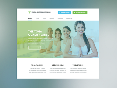 Homepage Design colors gradient header homepage navigation yoga