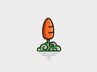 Eco food delivery mark carrot eco food green logo mark orange rocket sign vegetable