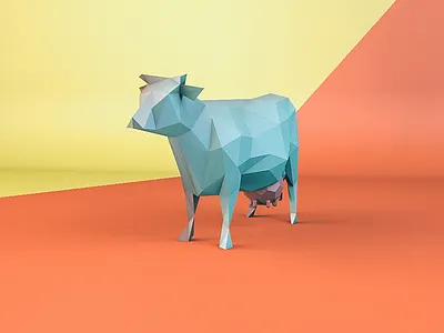 Cow c4d cow low poly modeling