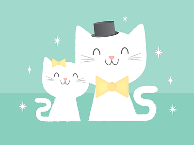 Kitty Kat bow tie boy cat gentleman girl kitten retro star top hat
