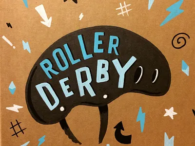 Derby Helmet on Cardboard design diy handmade illustration lettering marketing roller derby rollerderby type