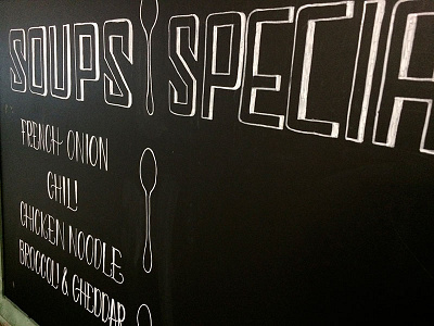 Soups, Crave Cafe chalk chalkboard design handmade lettering type