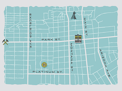 Uptown Map butte icons idlewild illustration map montana