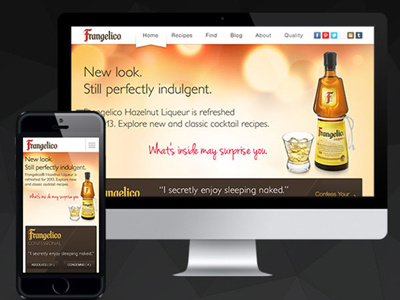 Frangelico booze clean crisp design drinks liquor mobile network responsive share social tablet