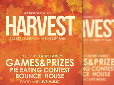 Harvest Celebration Church Flyer Template harvest layered loswl maple marketing orange picnic psd pumpkin season sermon thanksgiving