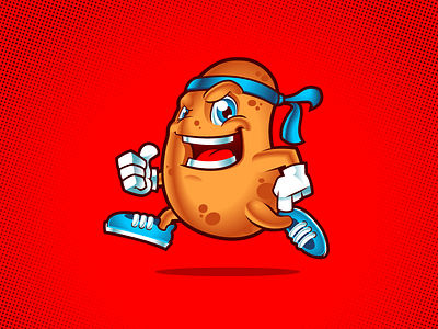 Fitness potato cartoon character fitness illustration mascot potato running vector workout