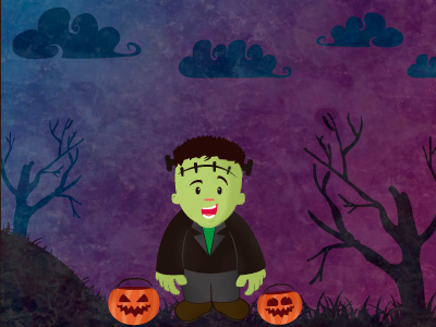 Cute Frankenstein cute frankenstein frankie halloween illustration ilustracion mexico night pumpkin smile