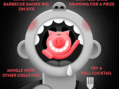 Detail from BBQ Poster bbq bw pig poster