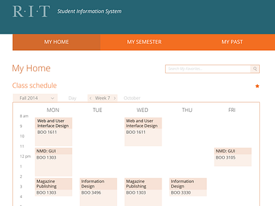 College system class college rit schedule sis table weekly